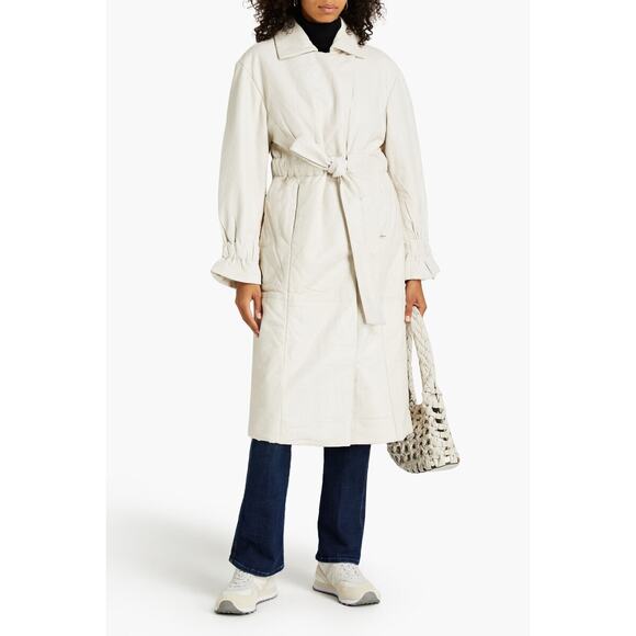 MUUBAA NWT Xena Maxi Belted Quilted Leather Trench Coat 10 - Picture 1 of 6